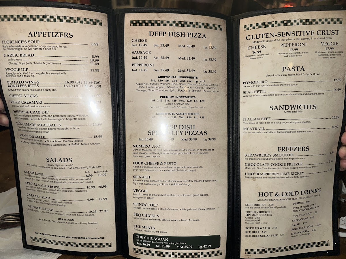 Pizzeria Uno Menu - Image 1